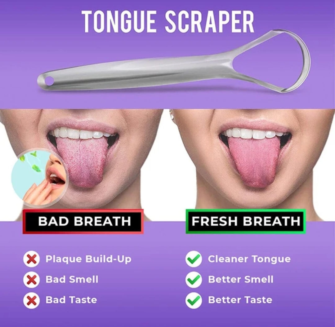 2- Pack Stainless Steel Tongue Scraper w/Travel Cases