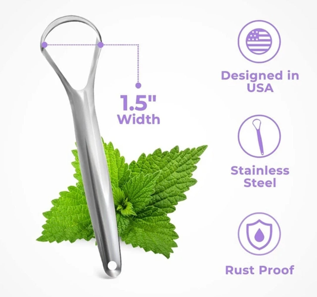 2- Pack Stainless Steel Tongue Scraper w/Travel Cases